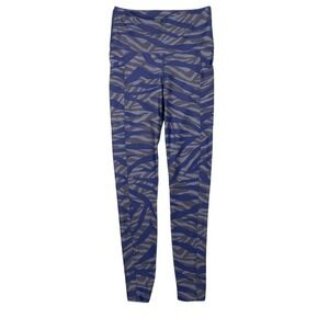 Women's Running Bare Gray Blue Zebra Print W/ Pockets Athletic Leggings-4/6